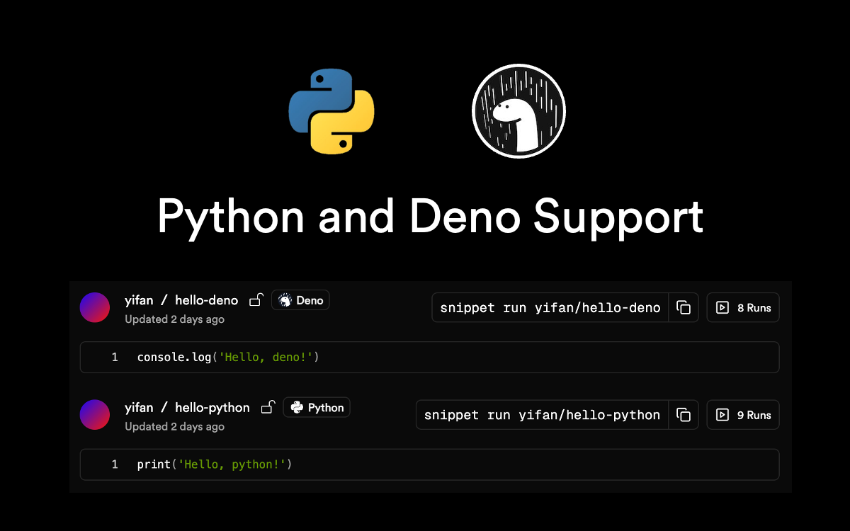 Python and Deno Support